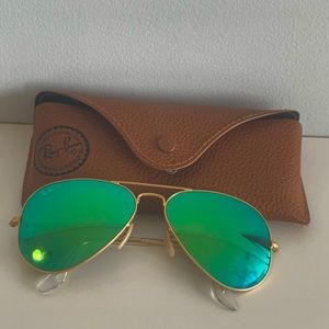 Ray-Band neon green aviator glasses